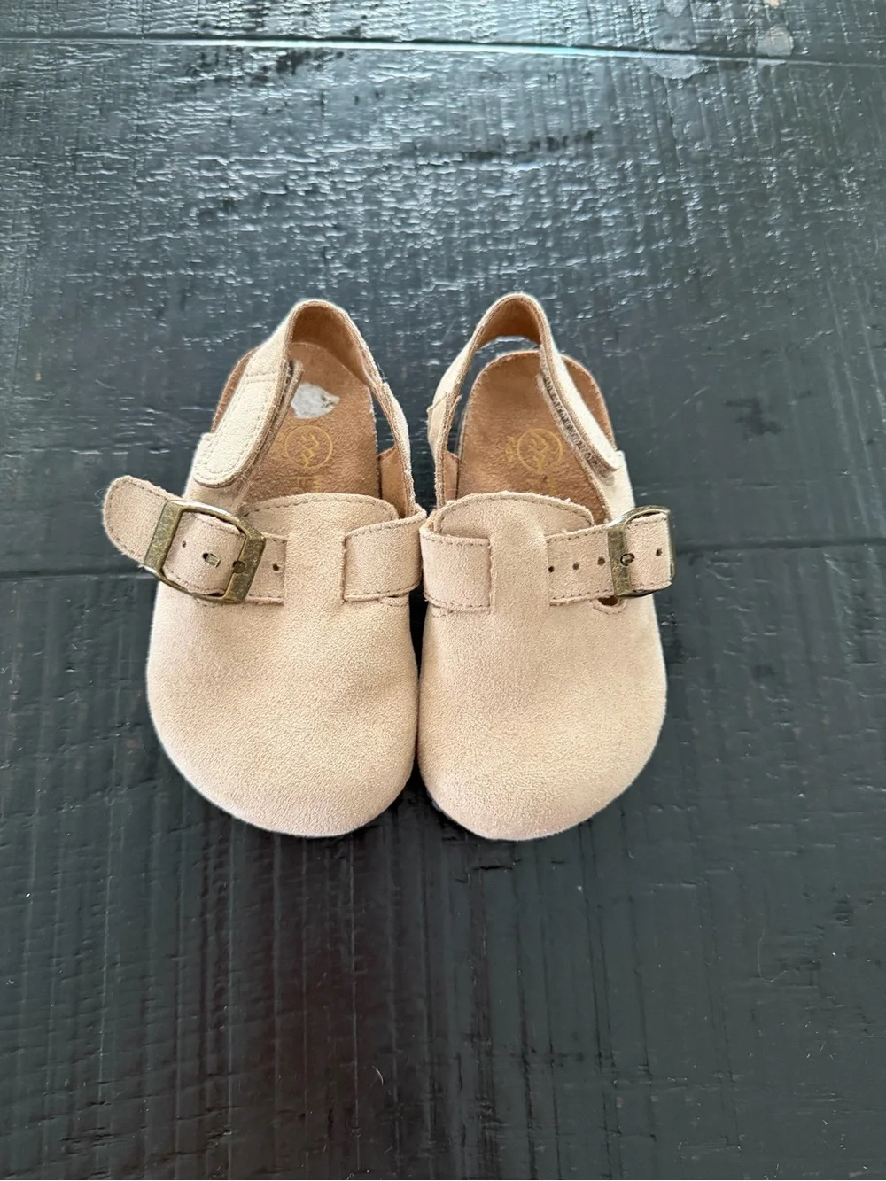 Kids Tan Suede Buckle Shoes